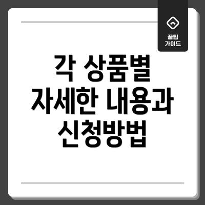 각 상품별 자세한 내용과 신청방법
