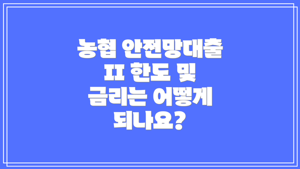 농협 안전망대출 II 한도 및 금리는 어떻게 되나요?