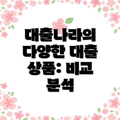 대출나라의 다양한 대출 상품: 비교 분석