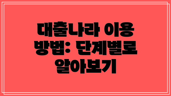 대출나라 이용 방법: 단계별로 알아보기