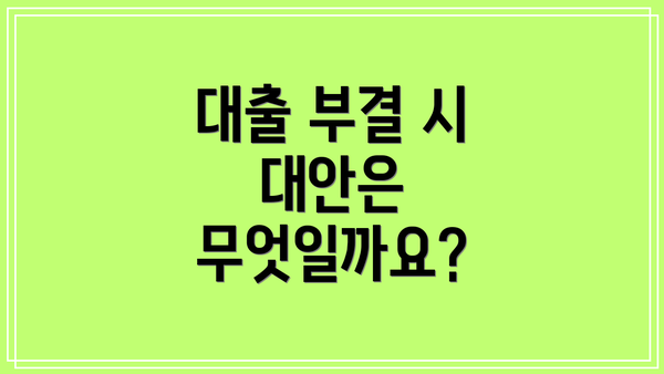 대출 부결 시 대안은 무엇일까요?