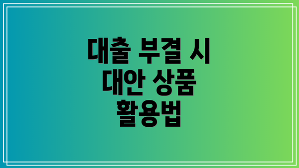 대출 부결 시 대안 상품 활용법