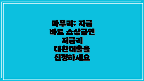 마무리: 지금 바로 소상공인 저금리 대환대출을 신청하세요