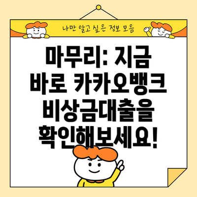 마무리: 지금 바로 카카오뱅크 비상금대출을 확인해보세요!