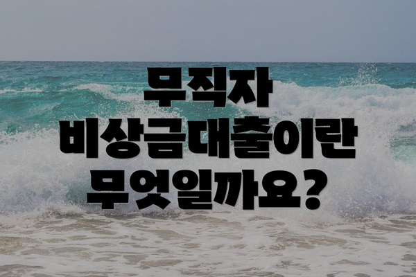 무직자 비상금대출이란 무엇일까요?