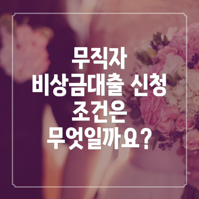 무직자 비상금대출 신청 조건은 무엇일까요?