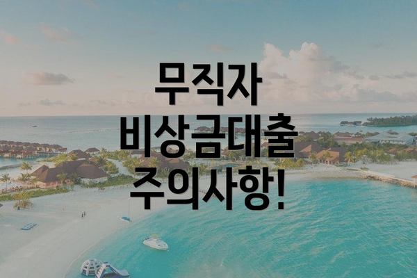 무직자 비상금대출 주의사항!