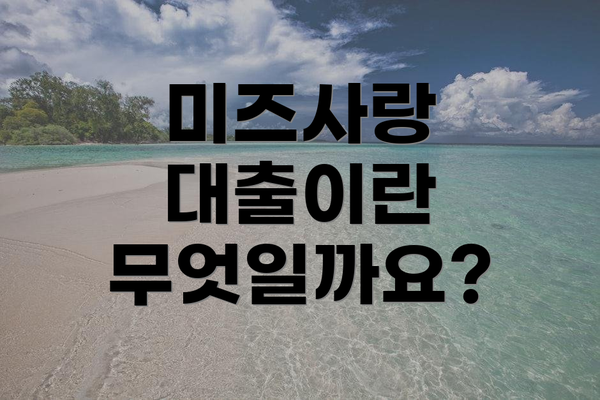 미즈사랑 대출이란 무엇일까요?