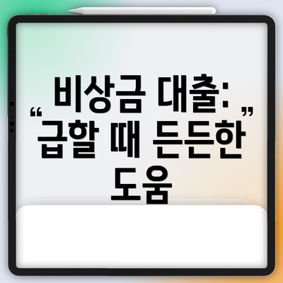 비상금 대출:  급할 때 든든한 도움