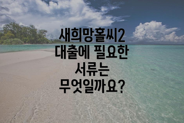 새희망홀씨2 대출에 필요한 서류는 무엇일까요?