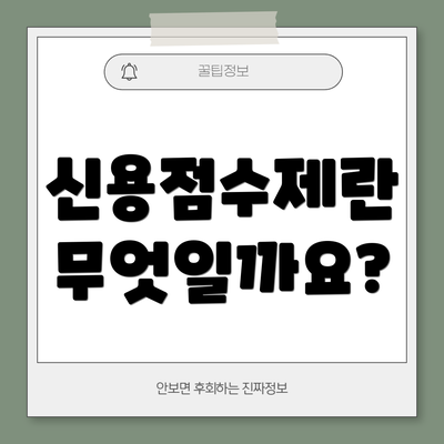 신용점수제란 무엇일까요?
