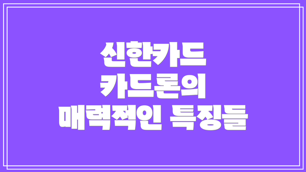 신한카드 카드론의 매력적인 특징들