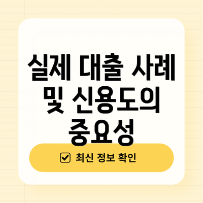 실제 대출 사례 및 신용도의 중요성