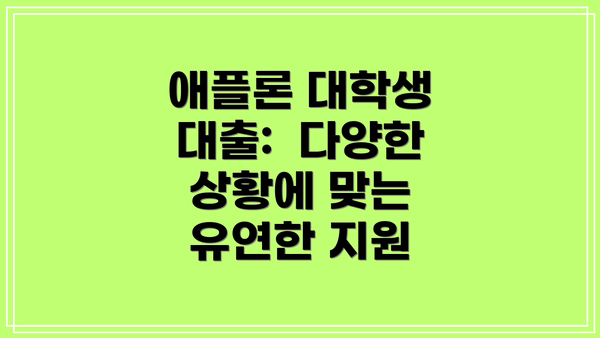 애플론 대학생 대출:  다양한 상황에 맞는 유연한 지원