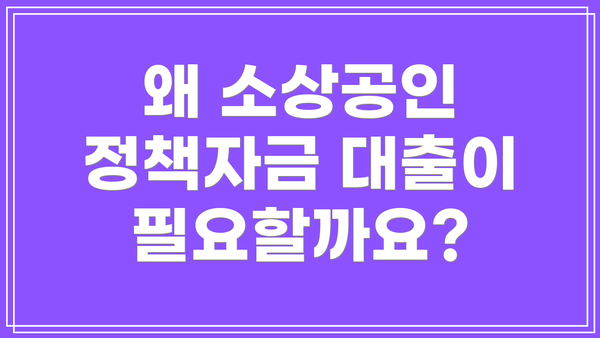 왜 소상공인 정책자금 대출이 필요할까요?