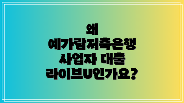 왜 예가람저축은행 사업자 대출 라이브U인가요?