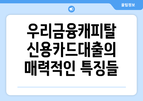 우리금융캐피탈 신용카드대출의 매력적인 특징들