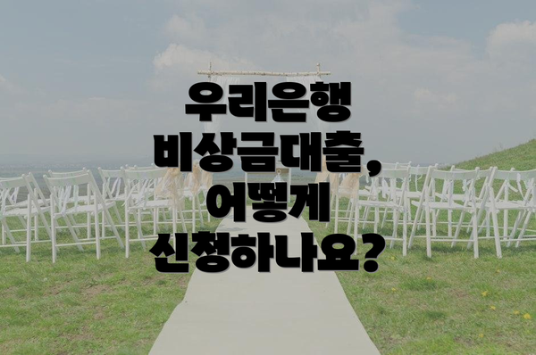 우리은행 비상금대출, 어떻게 신청하나요?