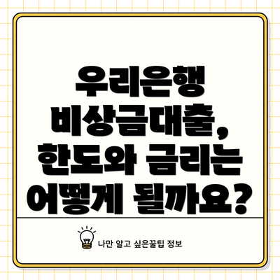 우리은행 비상금대출, 한도와 금리는 어떻게 될까요?