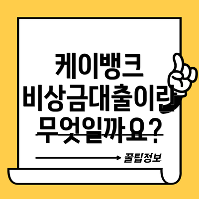 케이뱅크 비상금대출이란 무엇일까요?