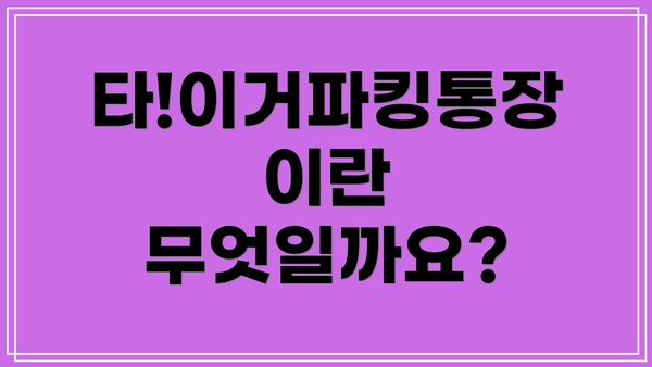 타!이거파킹통장이란 무엇일까요?