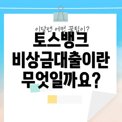 토스뱅크 비상금대출이란 무엇일까요?