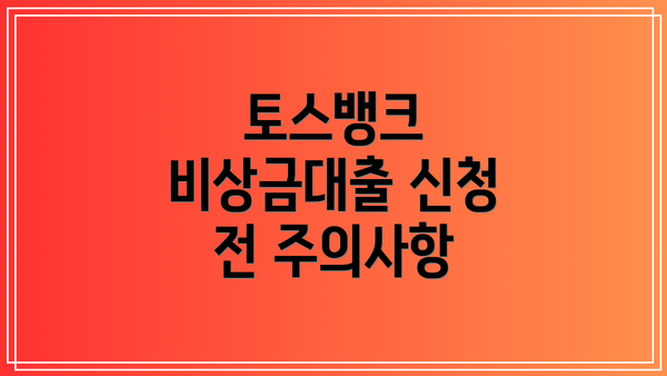 토스뱅크 비상금대출 신청 전 주의사항