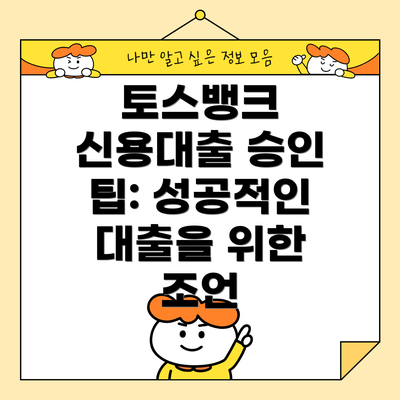 토스뱅크 신용대출 승인 팁: 성공적인 대출을 위한 조언