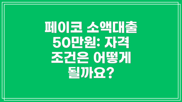 페이코 소액대출 50만원: 자격 조건은 어떻게 될까요?