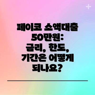 페이코 소액대출 50만원:  금리, 한도, 기간은 어떻게 되나요?