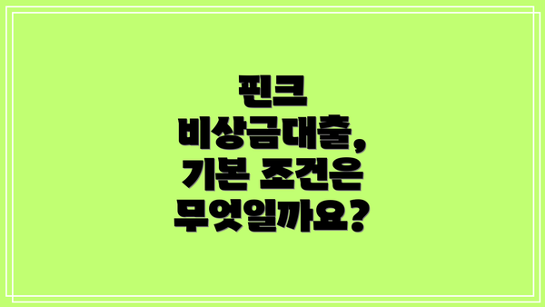 핀크 비상금대출, 기본 조건은 무엇일까요?