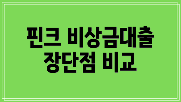 핀크 비상금대출 장단점 비교
