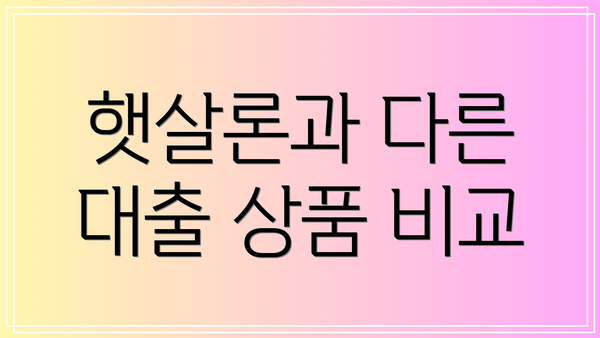 햇살론과 다른 대출 상품 비교