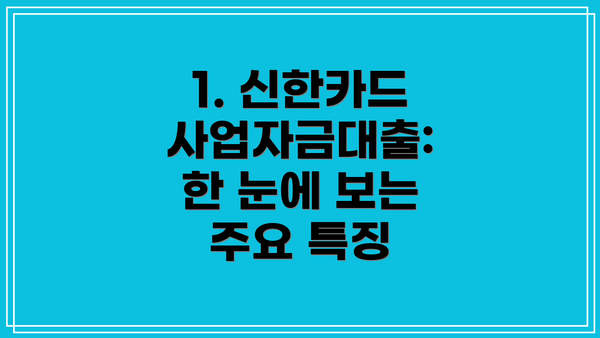 1. 신한카드 사업자금대출: 한 눈에 보는 주요 특징