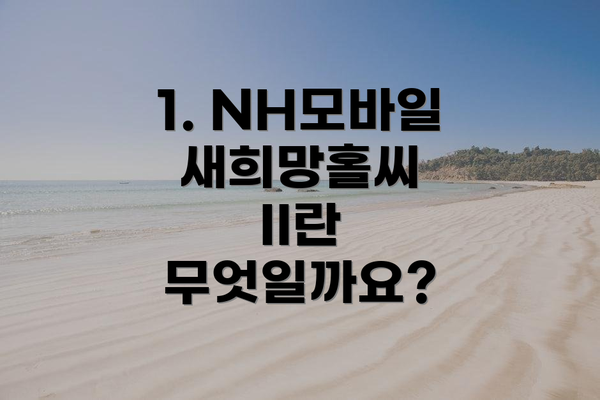 1. NH모바일새희망홀씨 II란 무엇일까요?