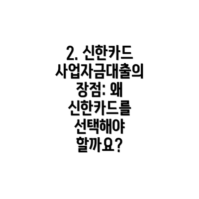 2. 신한카드 사업자금대출의 장점: 왜 신한카드를 선택해야 할까요?