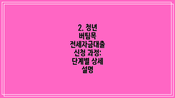 2. 청년 버팀목 전세자금대출 신청 과정: 단계별 상세 설명