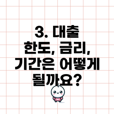 3. 대출 한도, 금리, 기간은 어떻게 될까요?