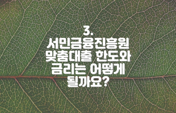 3. 서민금융진흥원 맞춤대출 한도와 금리는 어떻게 될까요?