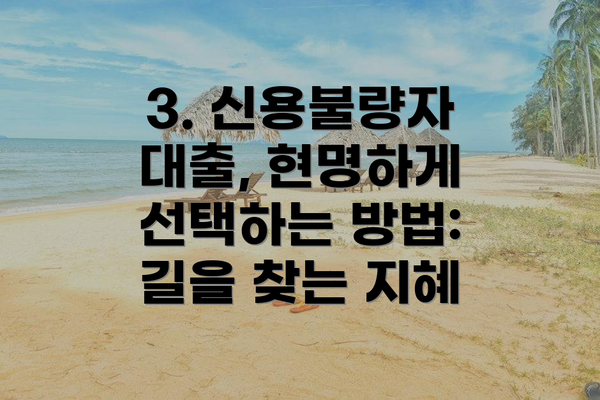 3. 신용불량자 대출, 현명하게 선택하는 방법: 길을 찾는 지혜