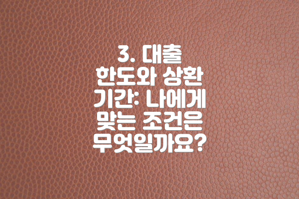 3. 대출 한도와 상환 기간: 나에게 맞는 조건은 무엇일까요?