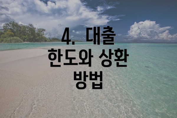 4.  대출 한도와 상환 방법