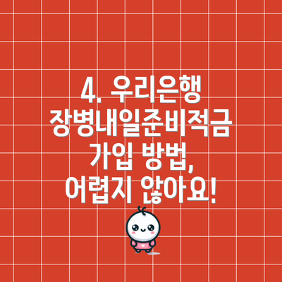 4. 우리은행 장병내일준비적금 가입 방법,  어렵지 않아요!