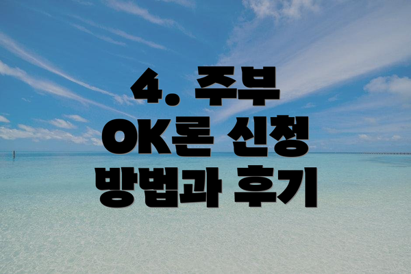 4. 주부 OK론 신청 방법과 후기