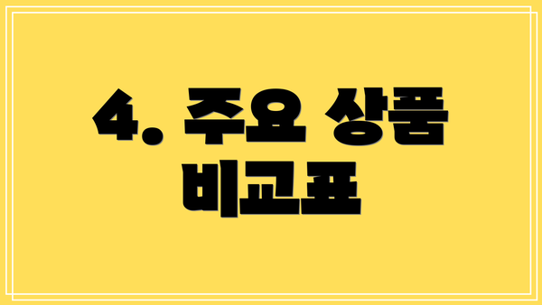 4. 주요 상품 비교표