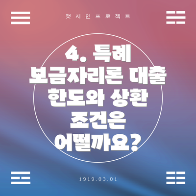 4. 특례 보금자리론 대출 한도와 상환 조건은 어떨까요?