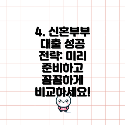 4. 신혼부부 대출 성공 전략: 미리 준비하고 꼼꼼하게 비교하세요!