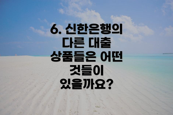 6. 신한은행의 다른 대출 상품들은 어떤 것들이 있을까요?