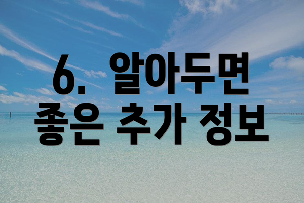 6.  알아두면 좋은 추가 정보