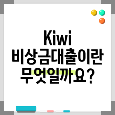 Kiwi 비상금대출이란 무엇일까요?